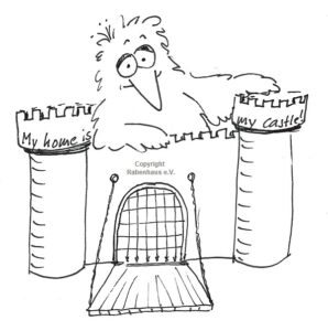 Rabe mit Burg